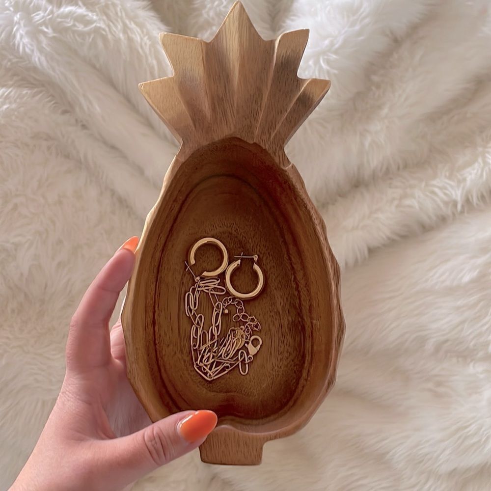 Pineapple wooden jewelry bowl